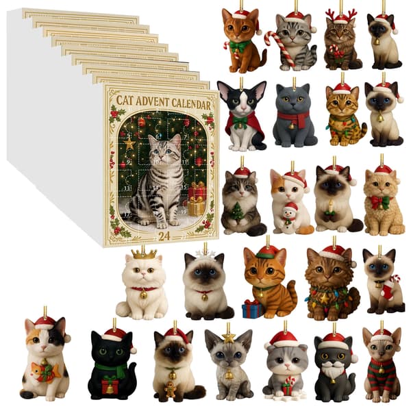Adventskalender Katt, 2D Akryl Nyckelring, 24 Dagars Nedräkning 2