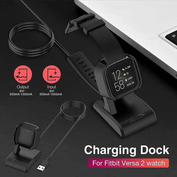 USB laddarkabeldocka för Fitbit Versa 2 ersättningsladdarställ