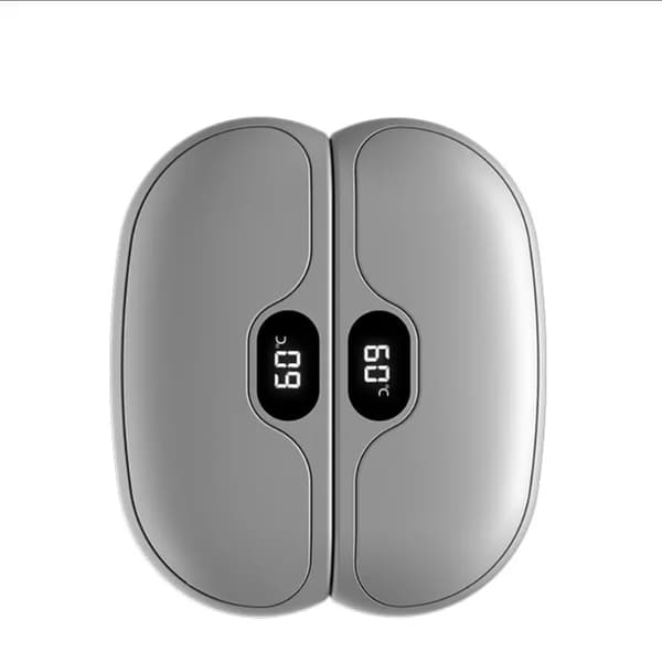 Magnetisk håndvarmer 2-i-1, digitalt display, langvarig varme, rask oppvarming (hvit)