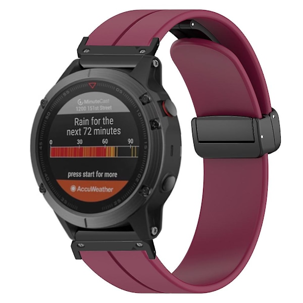 Til Garmin Fenix 7S / 6S / 5S 20mm urrem med magnetisk spænde silikone urrem Wine Red