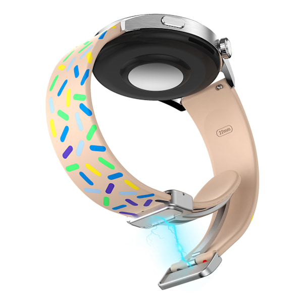 Kuvioitu silikoniranneke Samsung Galaxy Watch6 / Watch6 Classic / Watch 5 Pro / Watch4 Classic -kellolle, 20 mm:n ranneke Pink Rainbow
