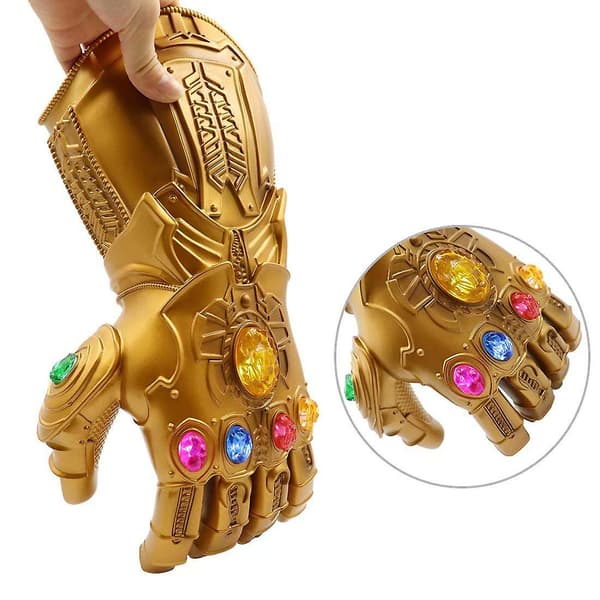 Led Light Up Thanos Infinity Gauntlet för den elektroniska näven Pvc-handskar med batterier