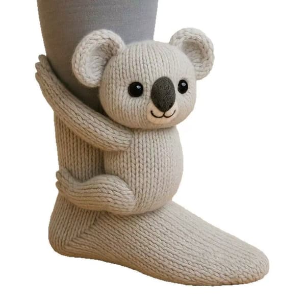 Sukat - 3D-neulottu eläin naisille (koala)