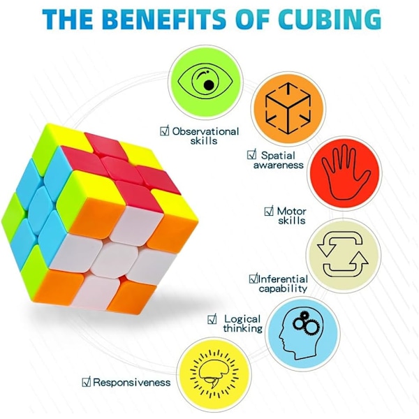 3x3 Hastighetsterning Puslespill, 3-nivåer Klistremerkefri Magnetisk Rubiks kube