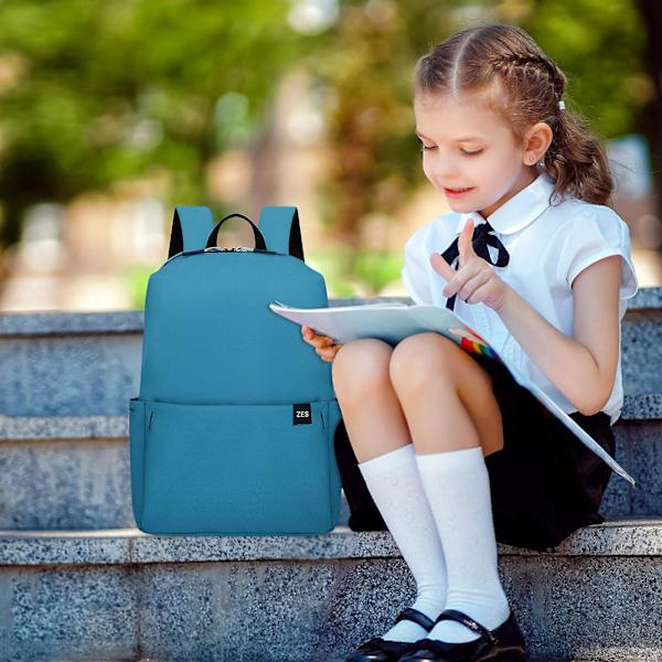 Barns ensfarget liten ryggsekk gutter og jenter skolesekk lett student skolesekk Blue