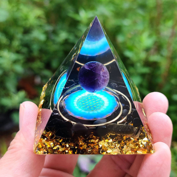 Energigenerator Orgon Pyramid Ametyst Peridot Healing Naturlig krystal Reiki Chakra Generator Orgonite 5