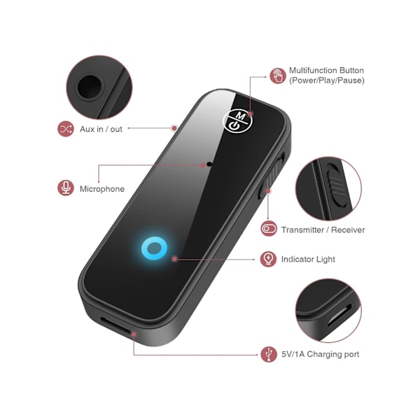 Bluetooth 5.3 FM Transmitter Trådløs Radio Mp3 Afspiller Stereo Musik Audio Modtager til Håndfri Opkald 42W PD 30 WE