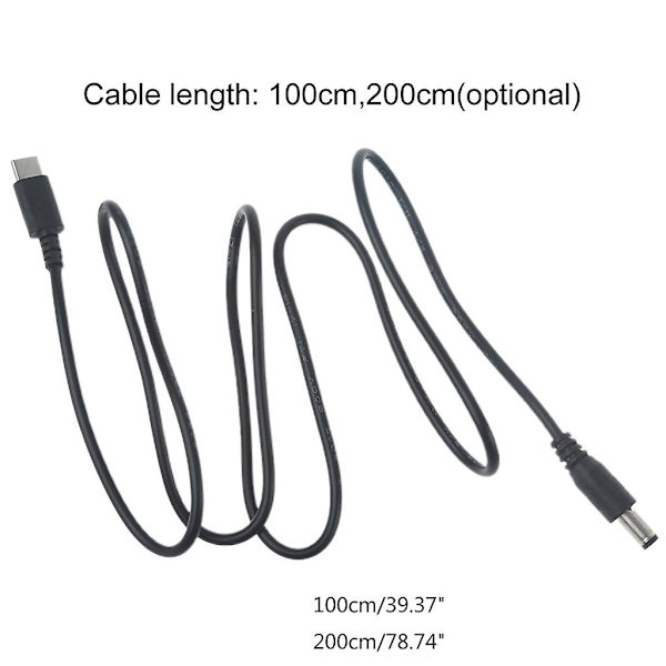 Uros-C-liitin DC5521-virtalähteen latauskaapeli, jossa 3,5x1,35 mm:n ja 4,0x1,7 mm:n sovittimet 1m