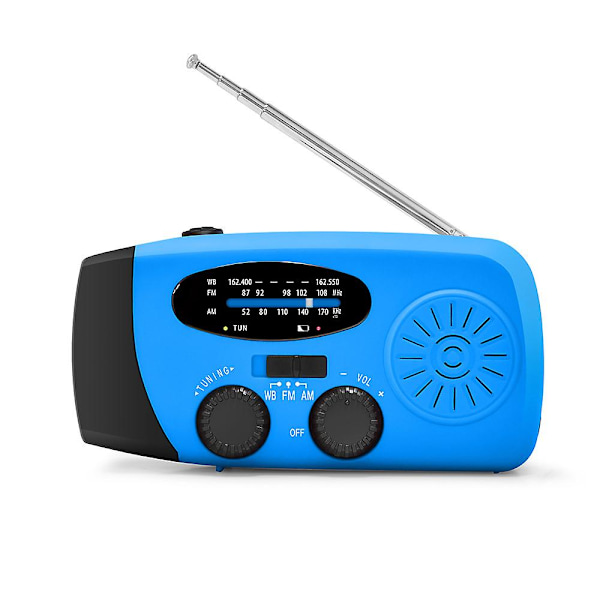 Hätäaurinkoradio käsikammen sääradio LED-taskulampulla puhelimen power Blue