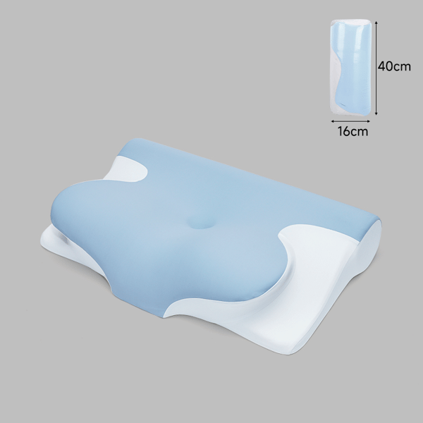 Ergonomisk nackkudde i memoryskum mot snarkning för sidsovare, rygg- och magsovare (blå) Blue