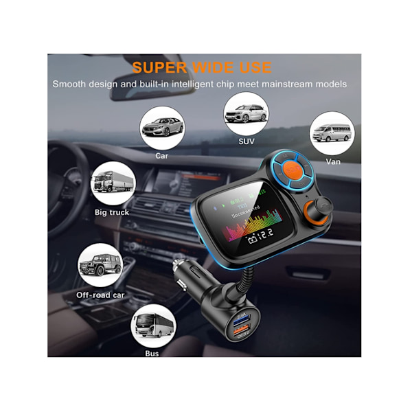 Fm Bluetooth Transmitter Til Bil Fsq_Zzh_0701_9 Preto