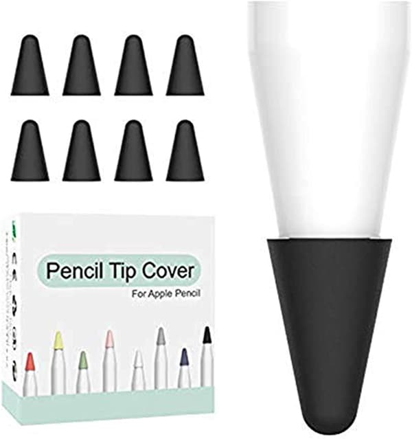 Etui - 8 stk. silikone blyantspidsbeskytterhætte til Apple Pencil 1./2. generation (sort)