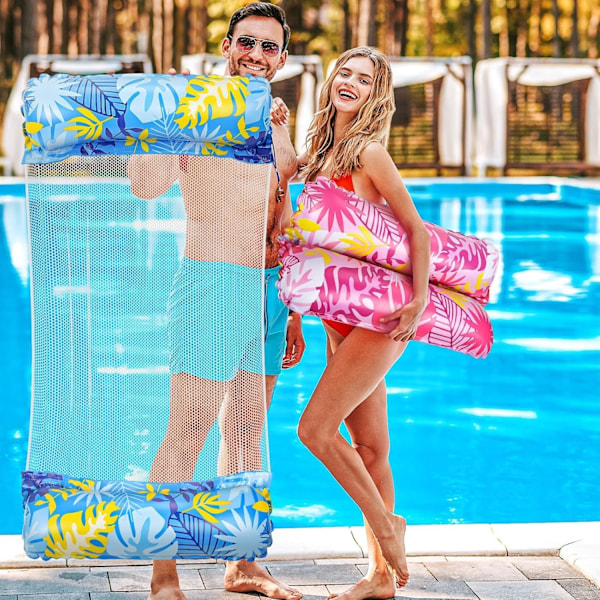 2 Stycken 4 I 1 Bärbar Hopfällbar Pool Lounger Flytmatta För Strandsemester
