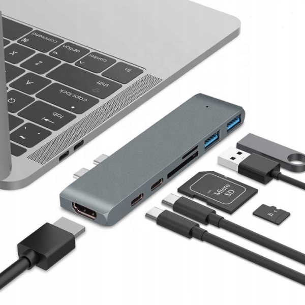 USB Typ C Hub Dock för MacBook Pro Air Adapter 4K HDTV Hub USB 3.0 Kortläsare Dockningsstation för bärbar dator USB Hub