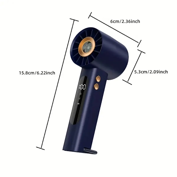 Tuuletin - 1800 Mah Kompakti Turbo-tuuletin digitaalinäytöllä ja kompassilla (harmaa)