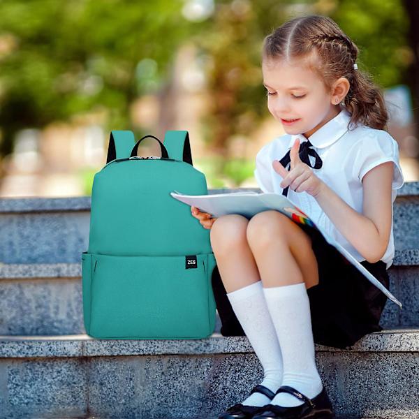 Barns ensfarget liten ryggsekk gutter og jenter skolesekk lett student skolesekk Green