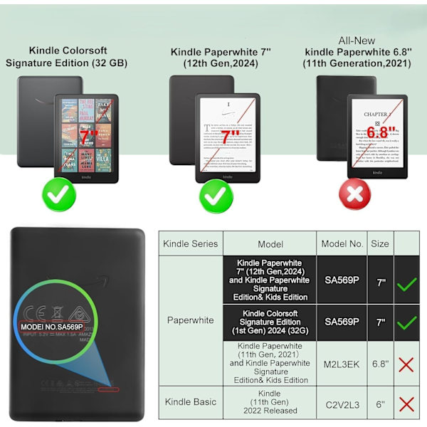 Fodral - För 7-tums Kindle Paperwhite 12:e generationen 2024, Deformerbart vikbart stativ (Vit)