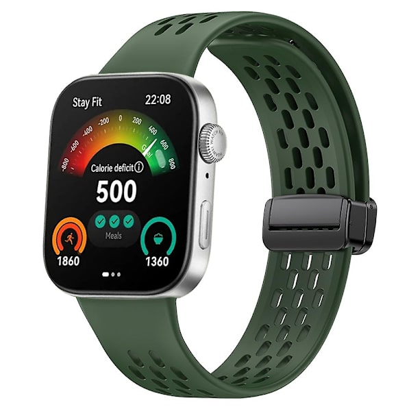 Huawei Watch Fit 3 -silikoniranneke, ontto hihna magneettisella taittolukolla Green
