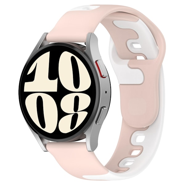 Til Samsung Galaxy Watch6 / Watch6 Classic / Watch 5 / 5 Pro / Watch4 Classic Dual Color Watch Strap 20mm Silikone Watchband Pink  White