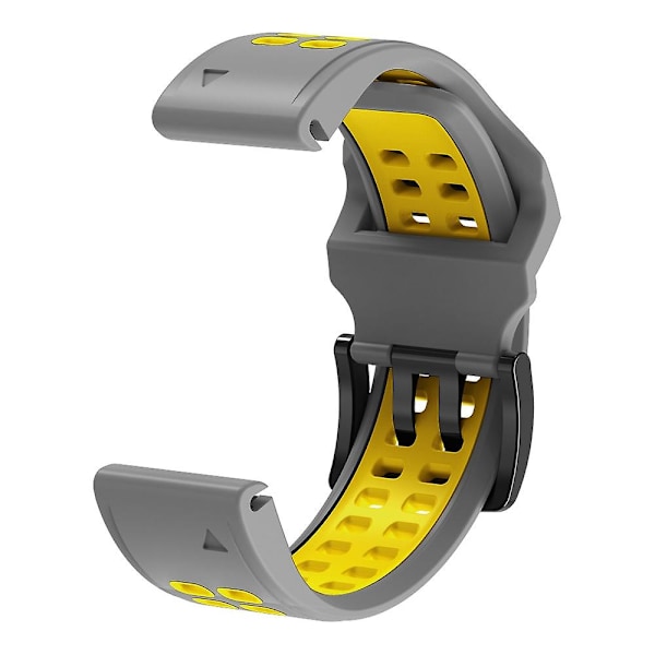 Silikoniranneke Garmin Fenix 6 -kellolle Grey Yellow