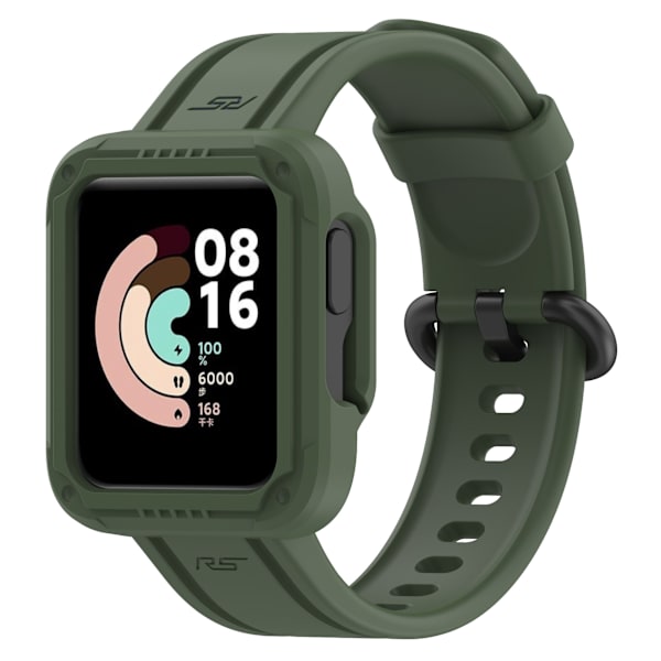 Passer til Redmi 1/Mi Watch Lite/Redmi 2/Mi Watch2 Lite Monokrom Silikon Integreret Urrem Dark Green