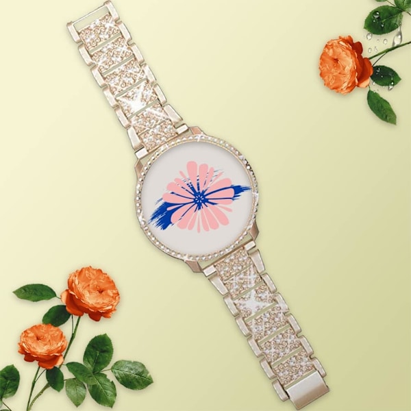 Armband ENDAST Kompatibelt med Galaxy Watch 6 40mm / 44mm, 20mm Bling Metall Galaxy Watch 6 Armband med Bling Skyddsfodral för Kvinnor, Bling