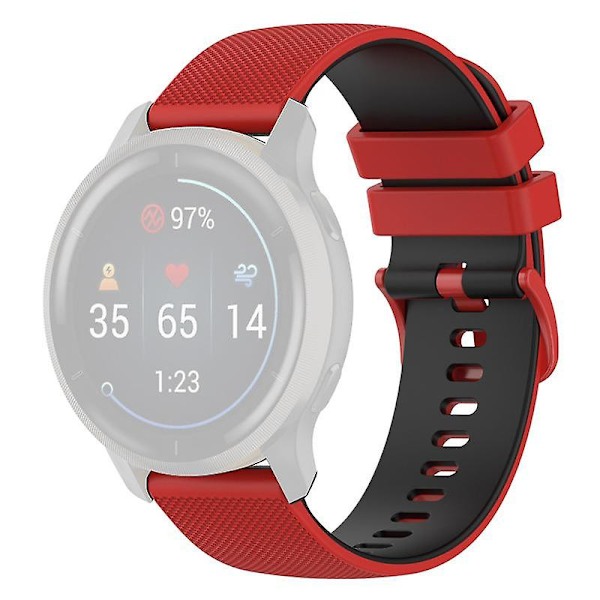 Garmin Venu2 Plus/Vivoactive 3/Vivomove Sport -silikoniranneke, 20 mm Red Black E Other Smartwatch Model