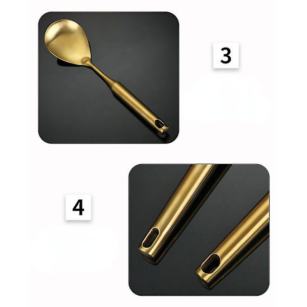 Rustfrit Stål Køkkengrej Sæt Guld Suppeske Spatel Rustfri One Set