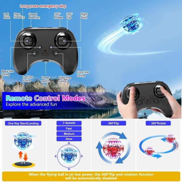 Flyvende boldlegetøj - 360° spin Rc & håndstyret boomerang (blå)