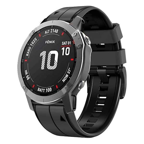 Dubbelfärgat silikonarmband för Garmin Descent G1/Fenix 7/Fenix 6 Pro/Fenix 5 Plus Smartwatch, 22 mm Charcoal Grey Black