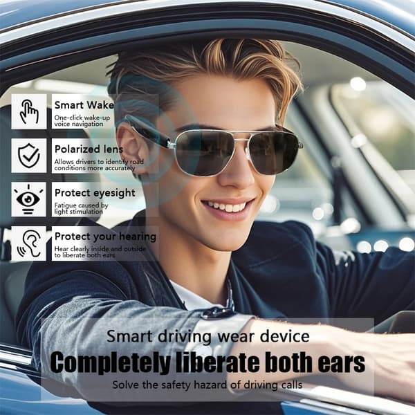 Smarte briller Gs02, Ip4 vanntette trådløse stereo Bluetooth-hodetelefoner (lys brun)