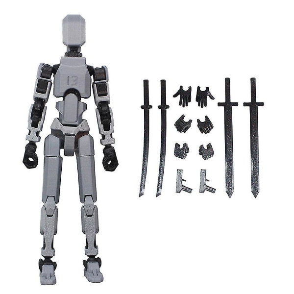 T13 Action Figure Titan 13 Action Figure Robot Action Figure3D Printed Action Black gray