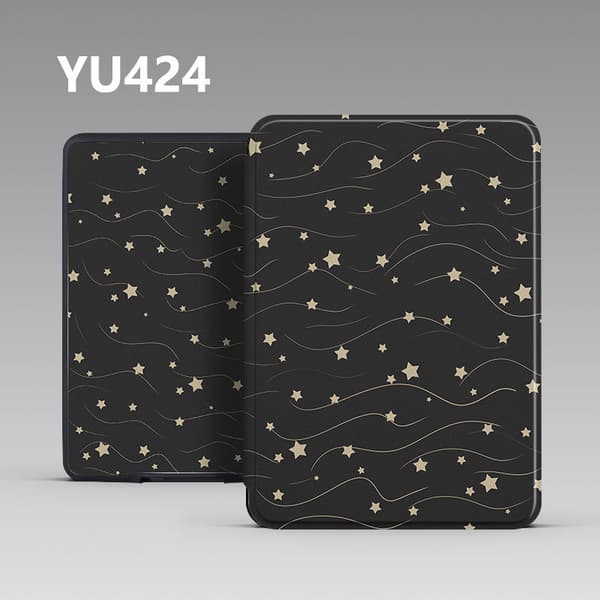 Etui til Kobo Clara Color 6 tommer Modell N367 – Stjerneformet mønster med håndstropp Dark Gray