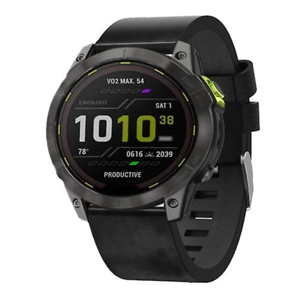 För Garmin Enduro 2 26mm Läder Stål Spänne Watch Band IEU Black