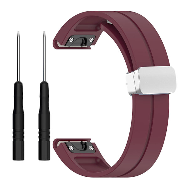 22mm klockarmband Silive spänne silikon handledsrem för Garmin Fenix 7/forerunner 965/955/945/935 Wine Red