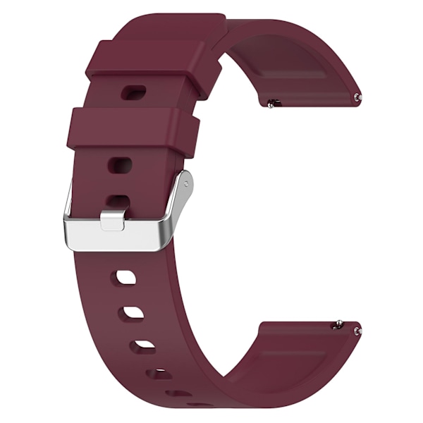 Silikoneurrem til Garmin Venu/Venu 2 Plus/Venu Sq/Venu Sq 2, 20mm urrem med sølvfarvet spænde i rustfrit stål Wine Red