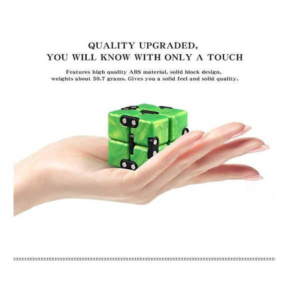 Infinity Cube Fidget Finger Toy Lindra stress och lindra ångest Avstressande leksaker lämpliga för barn och vuxna (grön)