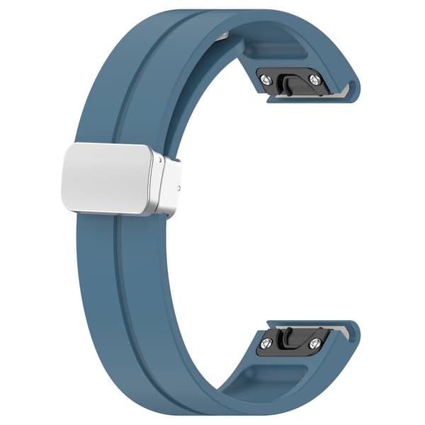 Silikon 26mm Fällbart Silver Spänne Klockarmband För Garmin Fenix 7x/7x Solar/tactix 7 Pro Blue