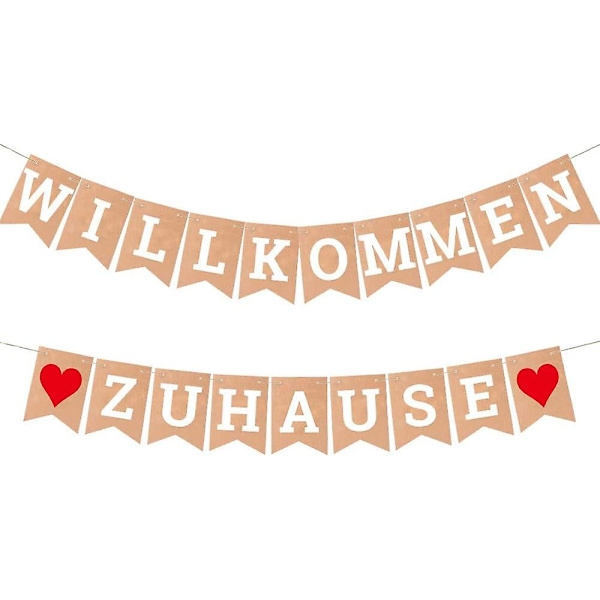 Velkommen Hjem Banner, Velkommen Garland Fr Dekoration Familie Fest Velkommen Hjem Banner Med 19 stk Vimpler Og 3m Jute Reb*2