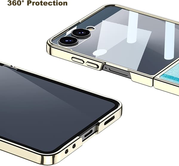Etui til Samsung Z Flip 7, skinnende malet ridsefast foldbart cover White