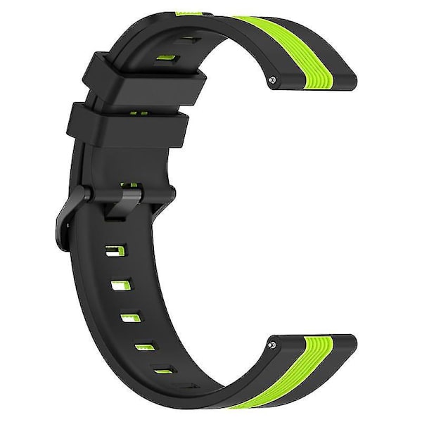 Til Huawei Watch GT 3 42mm/Watch GT Silikone Urrem Bredde 20mm Dobbelt Blød Rem Black, Black Lime D Samsung Galaxy Watch 5