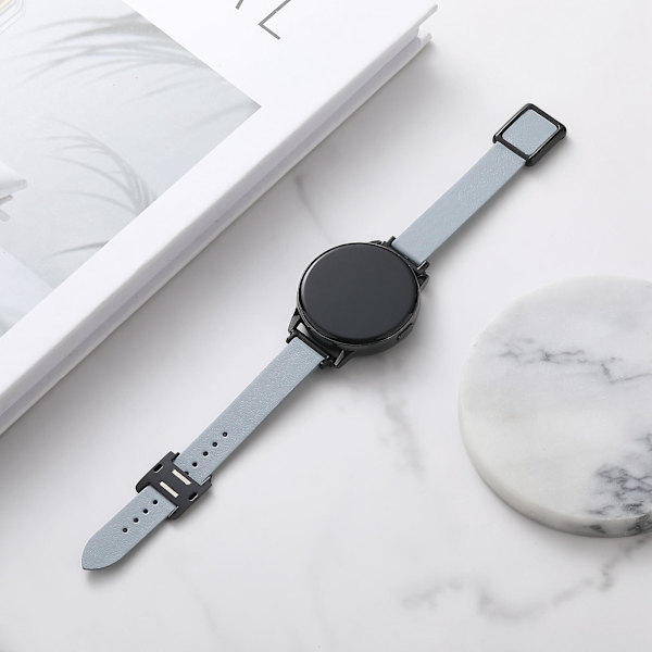 20 mm läderklockarmband för Samsung Galaxy Watch6 Classic 47 mm 43 mm, med magnetiskt viklås Linen Blue Black Buckle