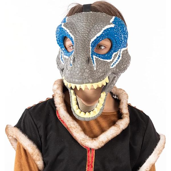 Blå dinosauriemask Lätt att bära med säker rem Dino Cosplay