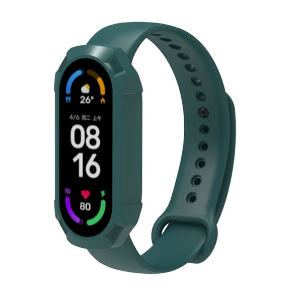 3D Film+Hård PC för Case för Mi Band 6 5 4 3 för Smart Watchband Helskärm Blue