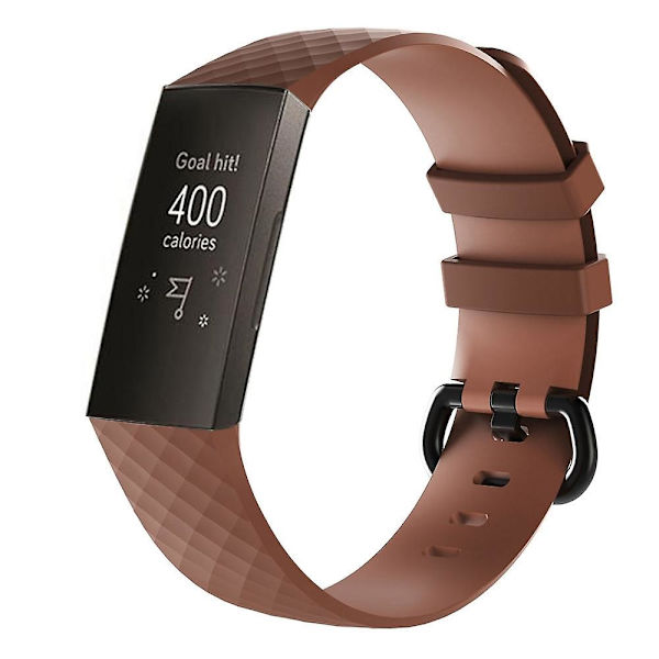 Diamantmønstret silikoneurrem til Fitbit Charge 3 lille størrelse 190*18mm (sort) Størrelse 190x18mm Coffee