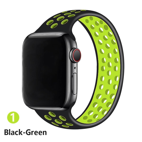 Solo Loop-rem för Apple Watch Band 44mm 40mm 38mm 42mm Andas Silikon Elastiskt bälte Armband Band Iwatch Series 3 4 5 Se 6 42mm or 44mmS black green