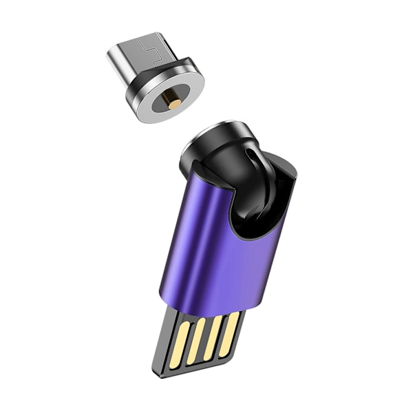 Micro USB-adapter 540 graders rotation Mini magnetisk stik Hurtigopladningsadapter Purple