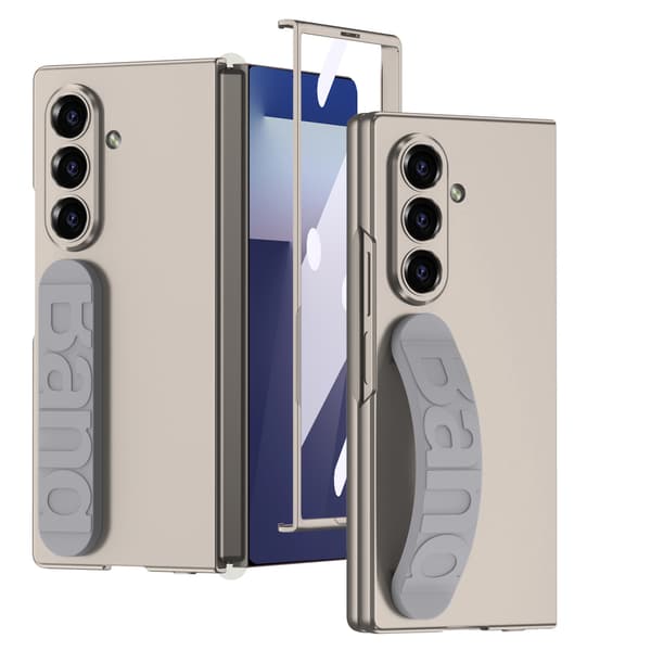 Etui til Samsung Z Fold 7, med silikone armbånd PC + hærdet glas (Titanium Grå)