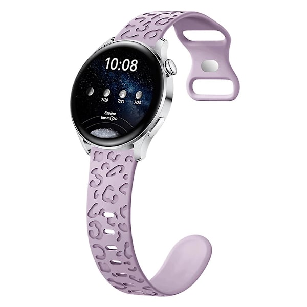 För Samsung Galaxy Watch3 45mm / Huawei Watch 4 Pro 22mm Watch Band Leopard Printed Design Lavender