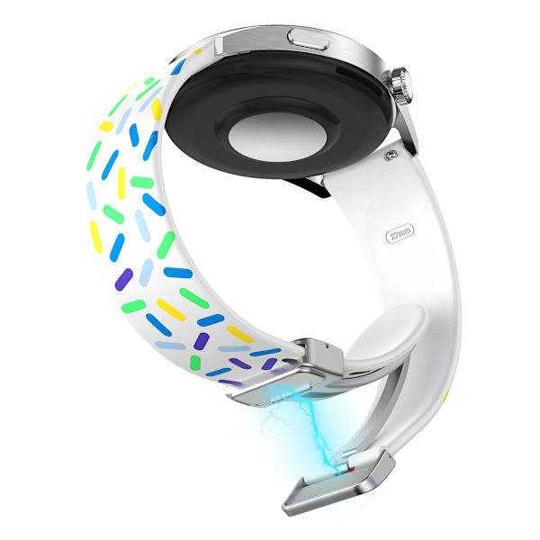 Kuosi silikonirannekkeet Samsung Galaxy Watch6 / Watch6 Classic / Watch 5 Pro / Watch4 Classic - 20 mm:n ranneke White Rainbow